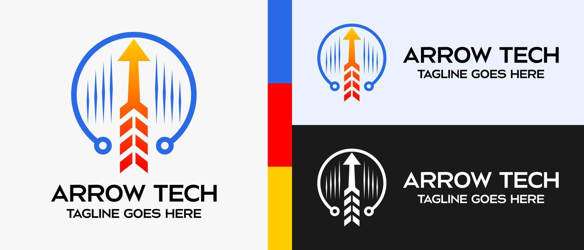 technology logo design template, arrow icon in circle. vector abstract logo illustration