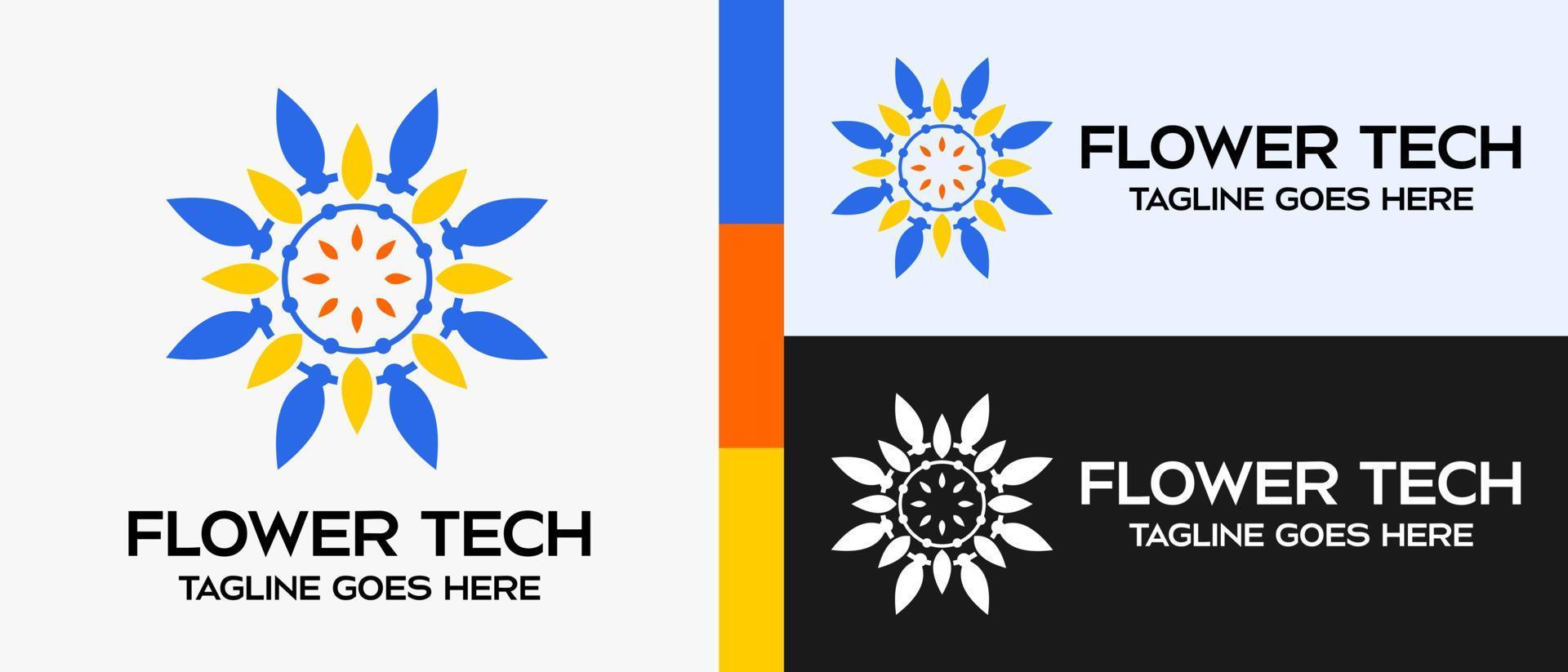 energy logo design template, sunflower icon shape. vector abstract logo illustration