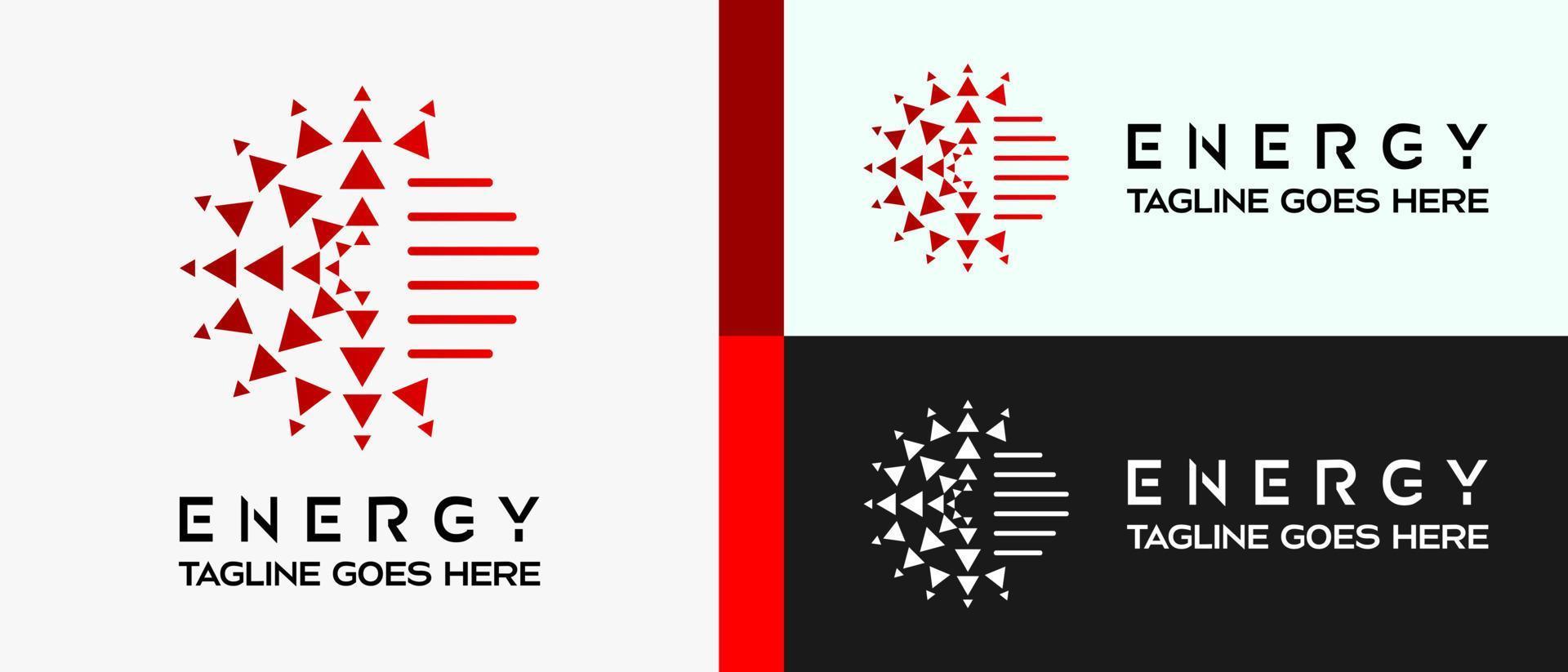 energy logo design template with triangle and line elements, premium vector