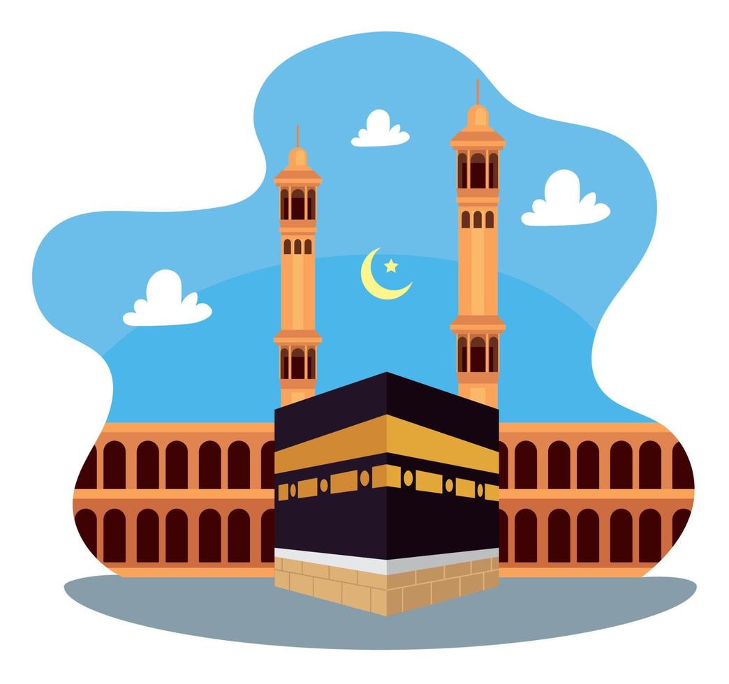 mezquita musulmana y la meca vector