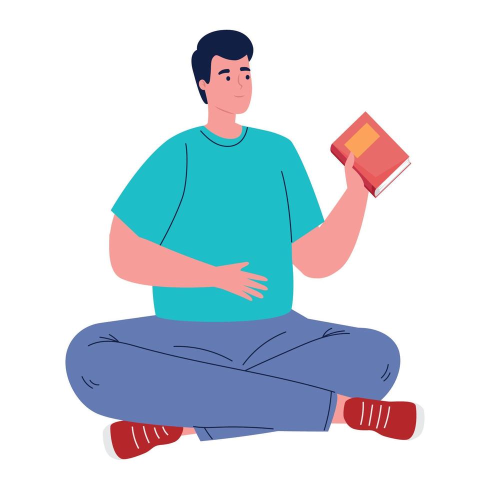 hombre sentado con libro vector