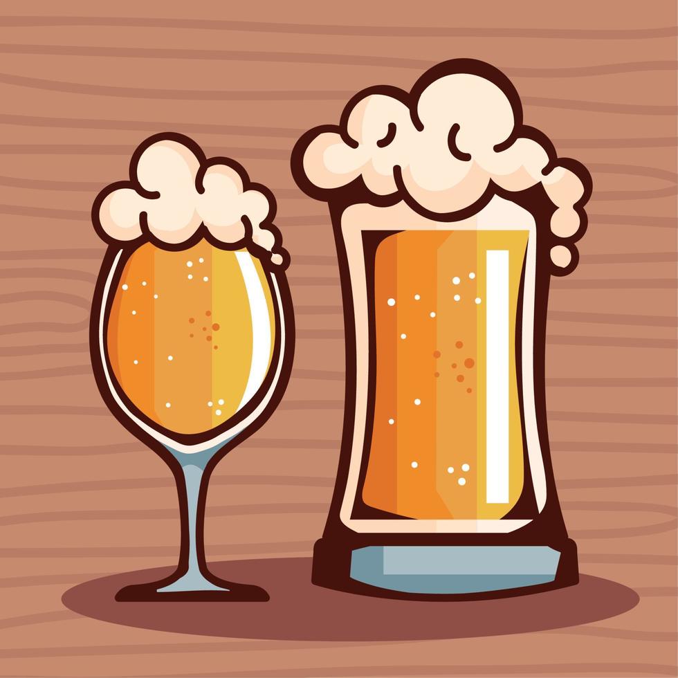 beers glass and cups vector