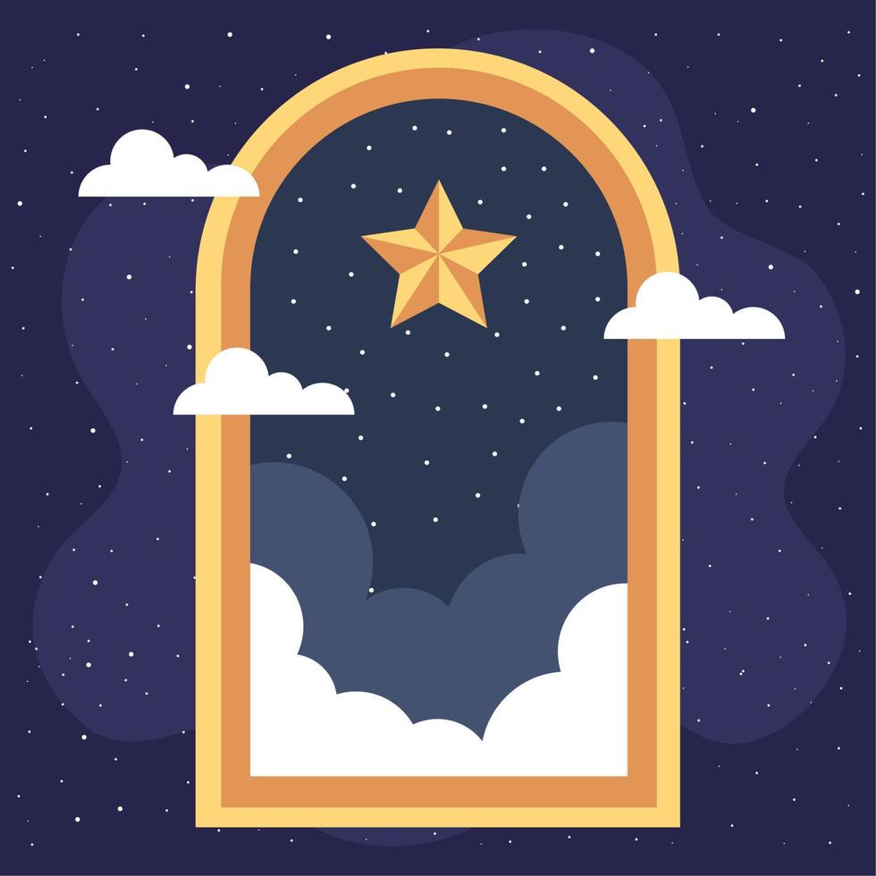 arabic arch with star vector