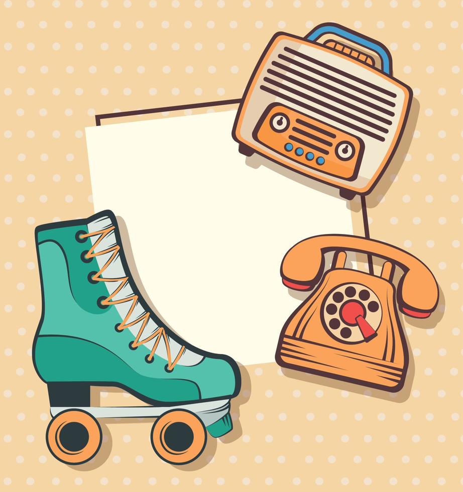 three retro style icons vector