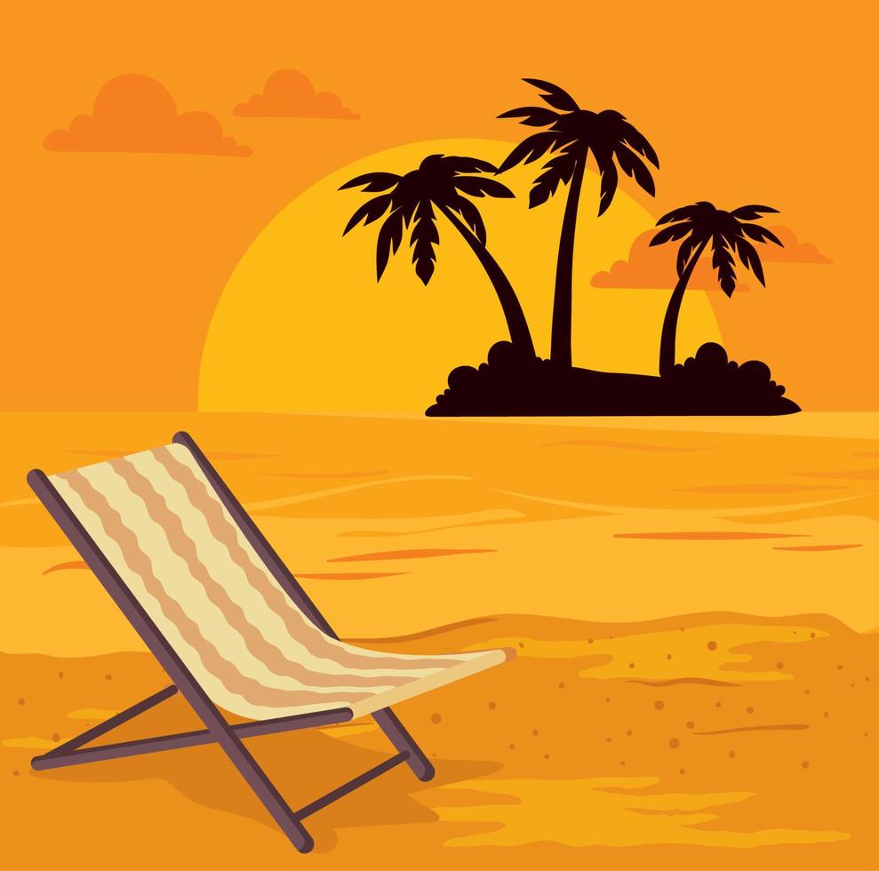 beach chair sunset vector