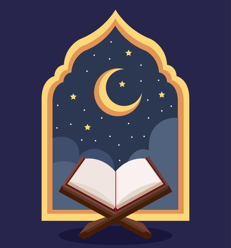 arabic arch with koran vector