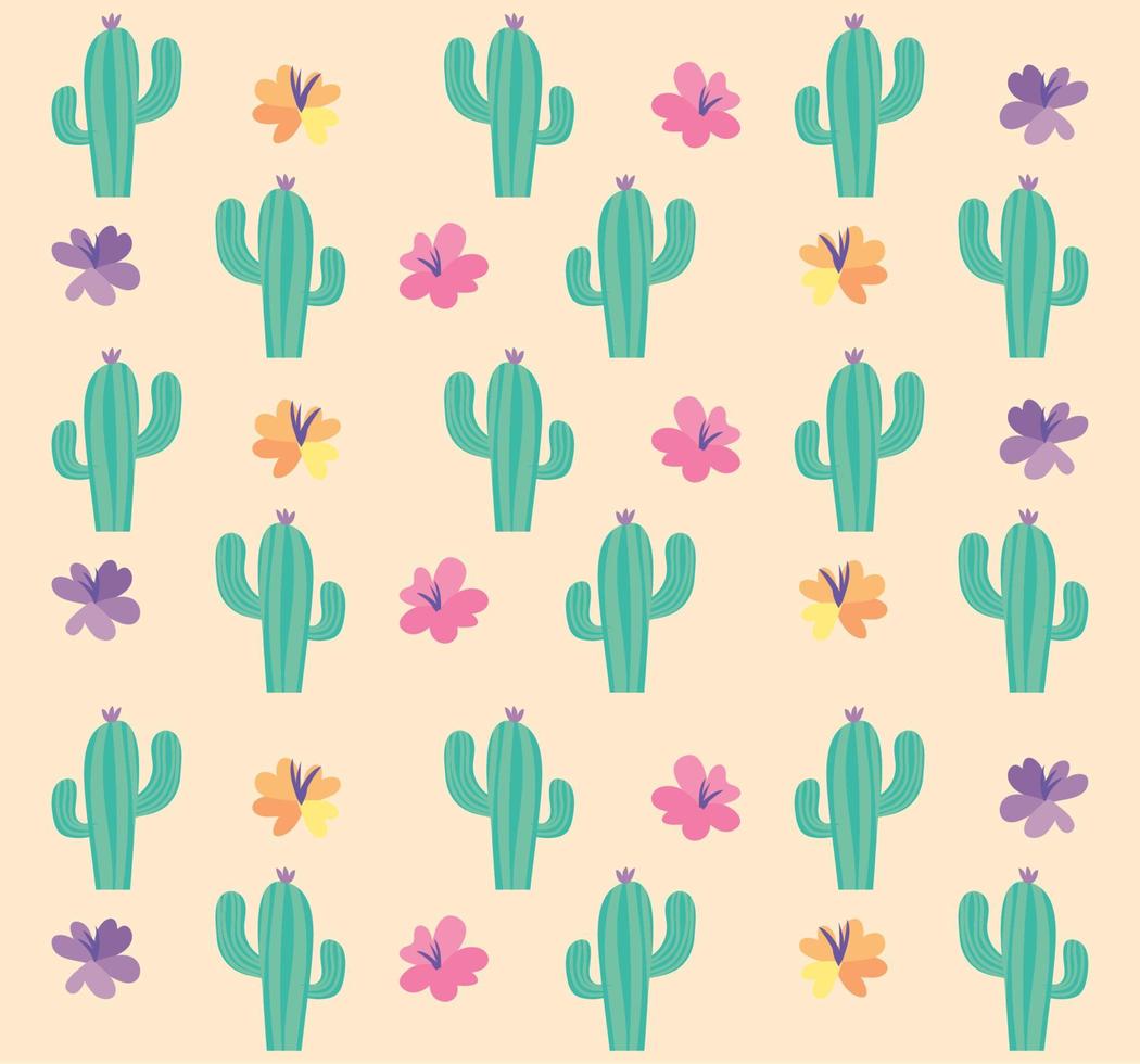 flowers and cactus pattern vector