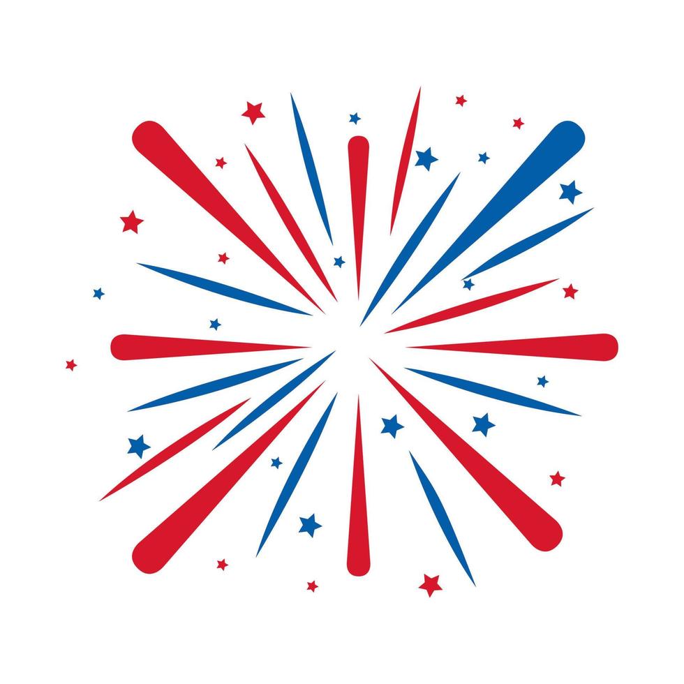 blue and red fireworks vector