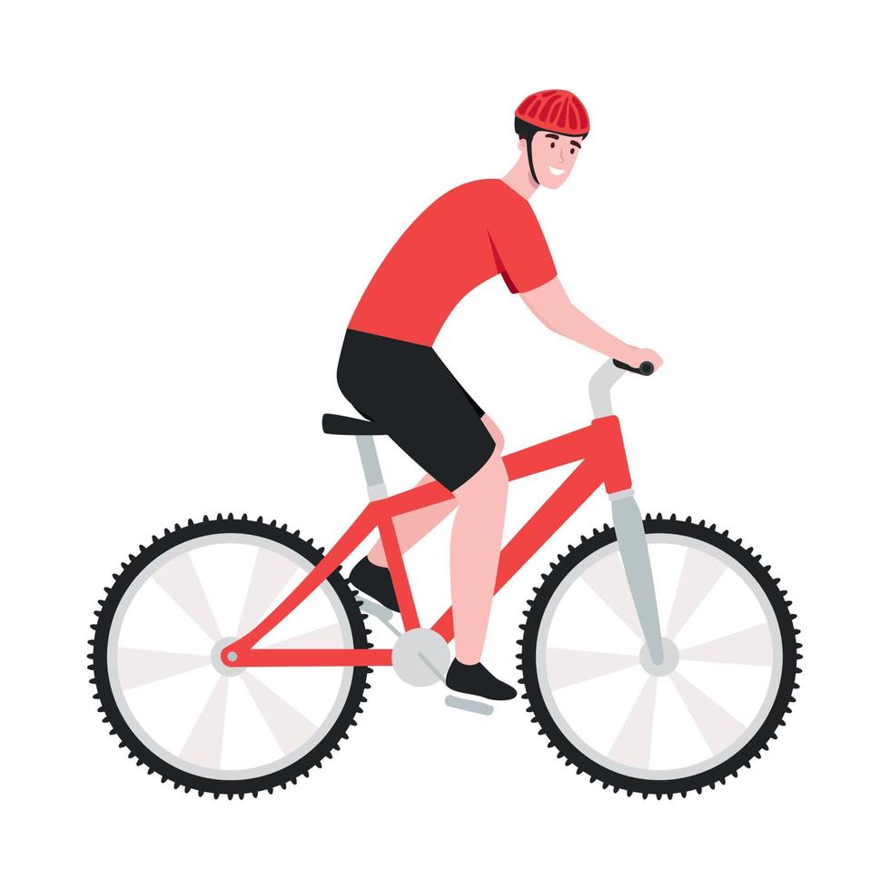 hombre en bicicleta roja vector