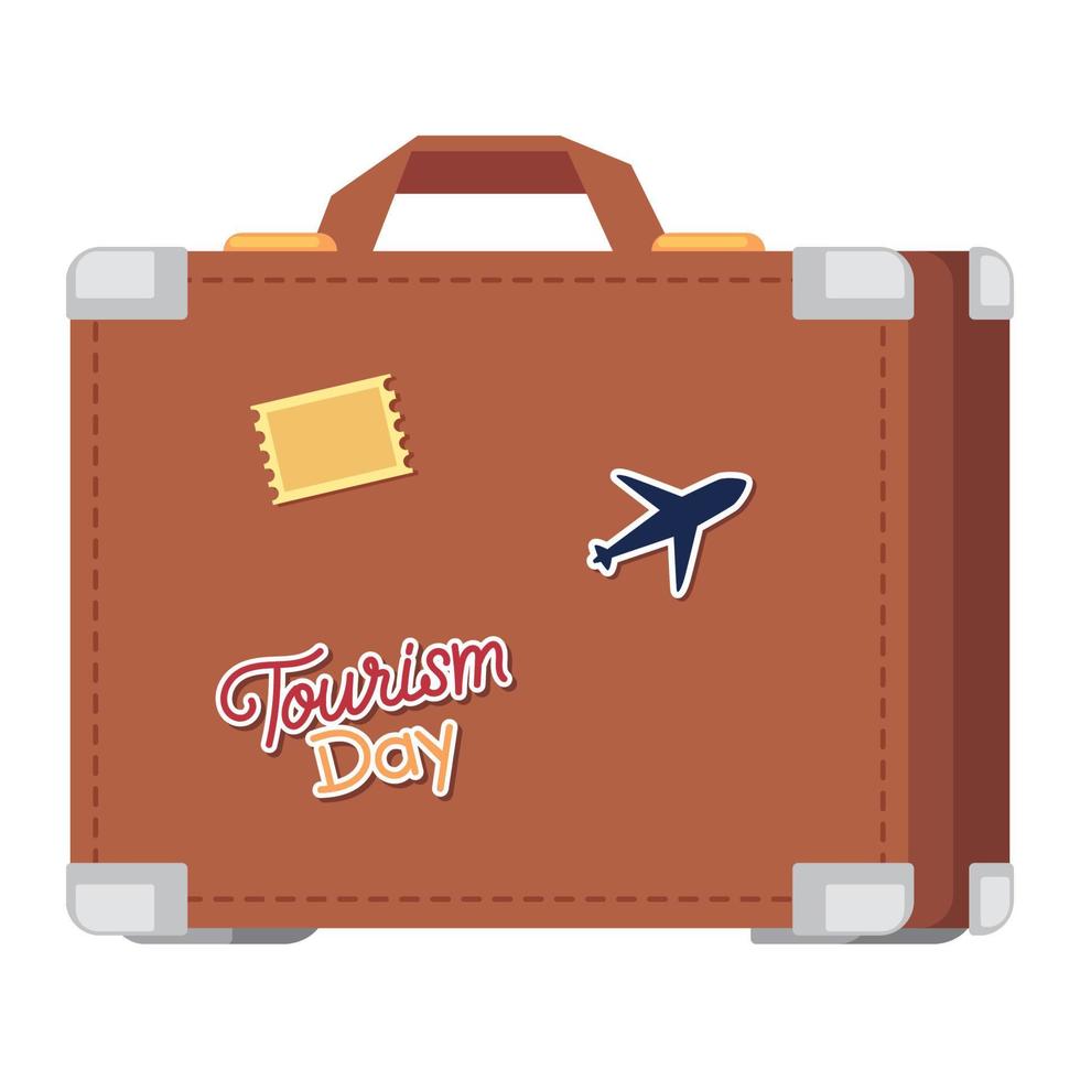 travel suitcase with stickers vector