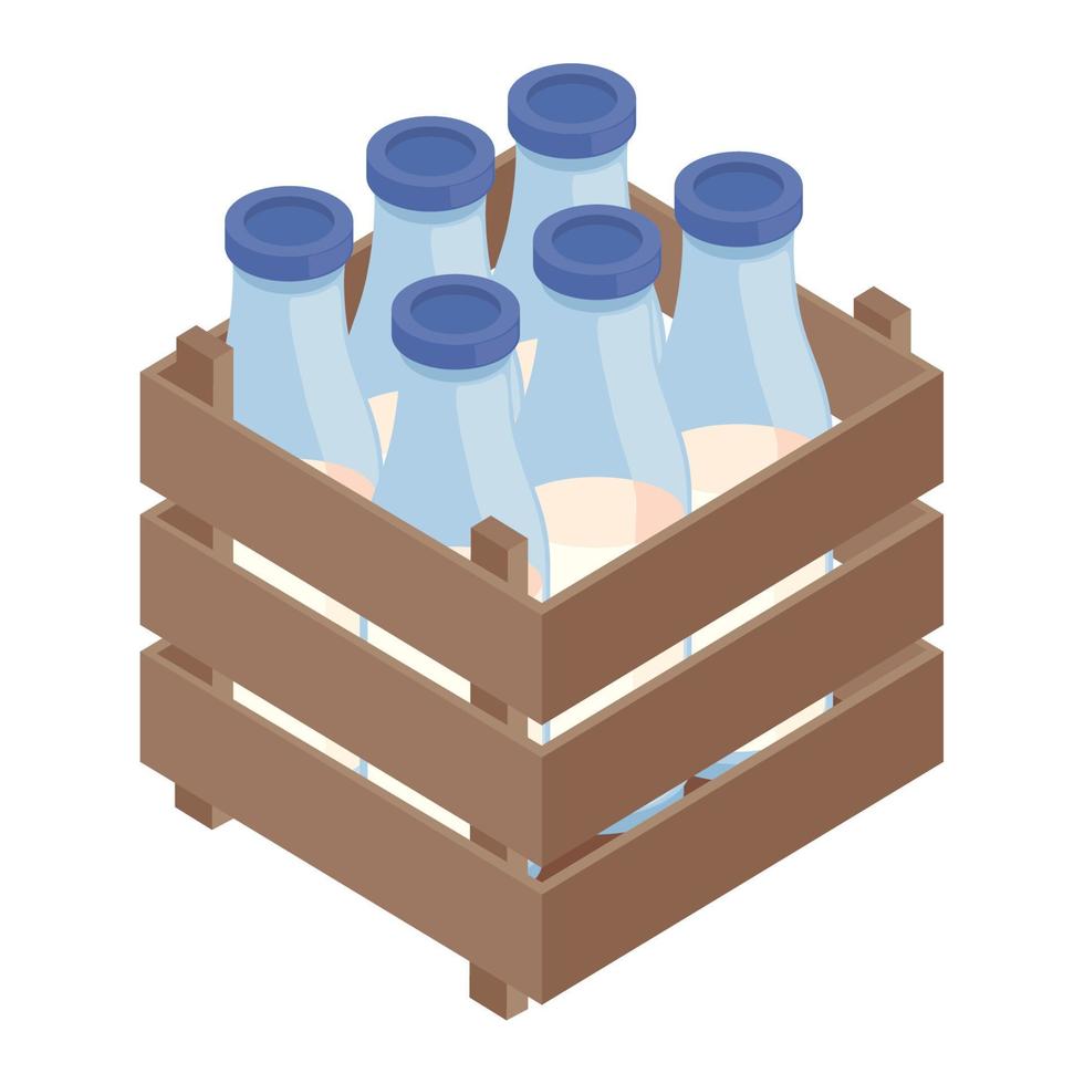 milk bottles in basket vector