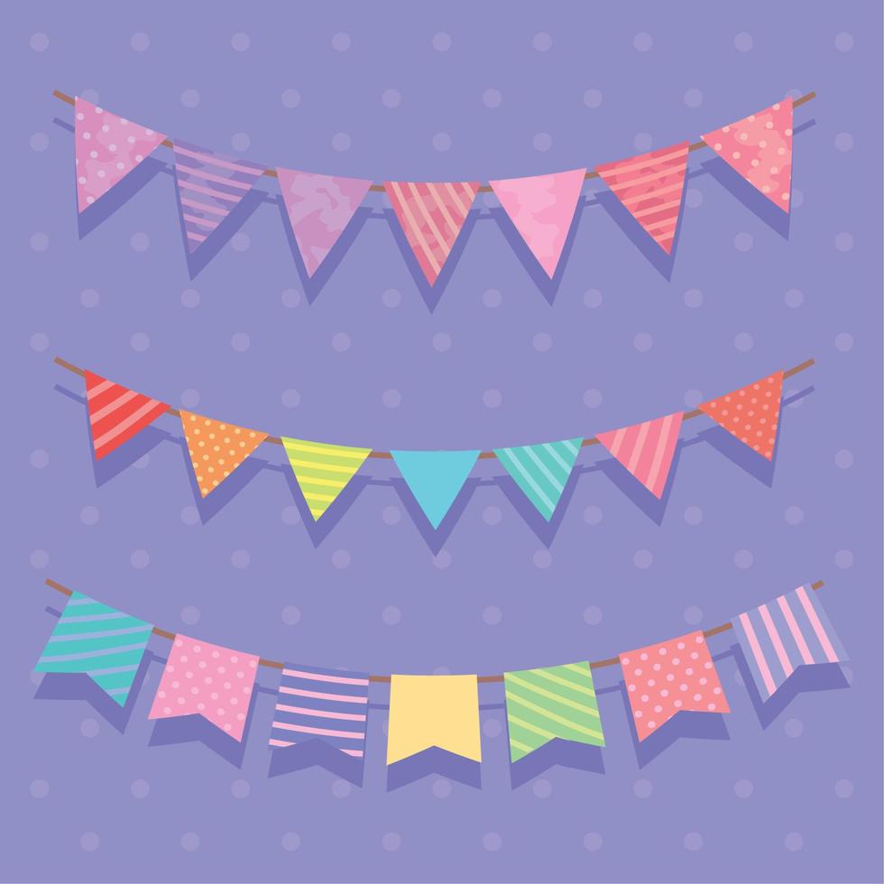 three garlands party hanging vector