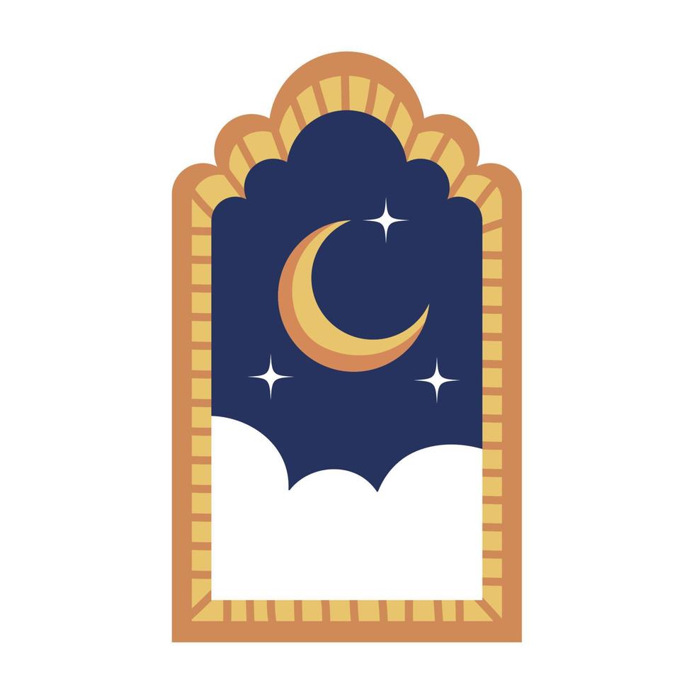 arabic frame with moon vector