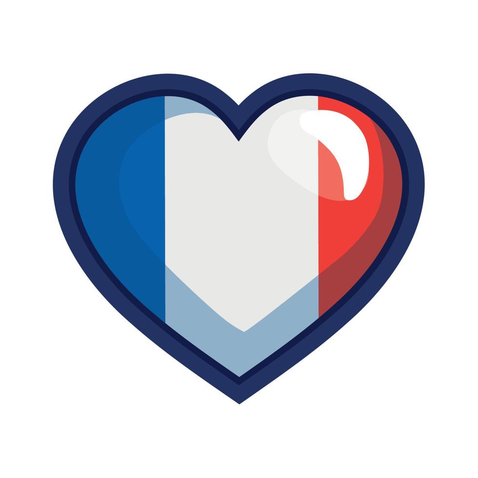 bandera de francia en el corazón vector