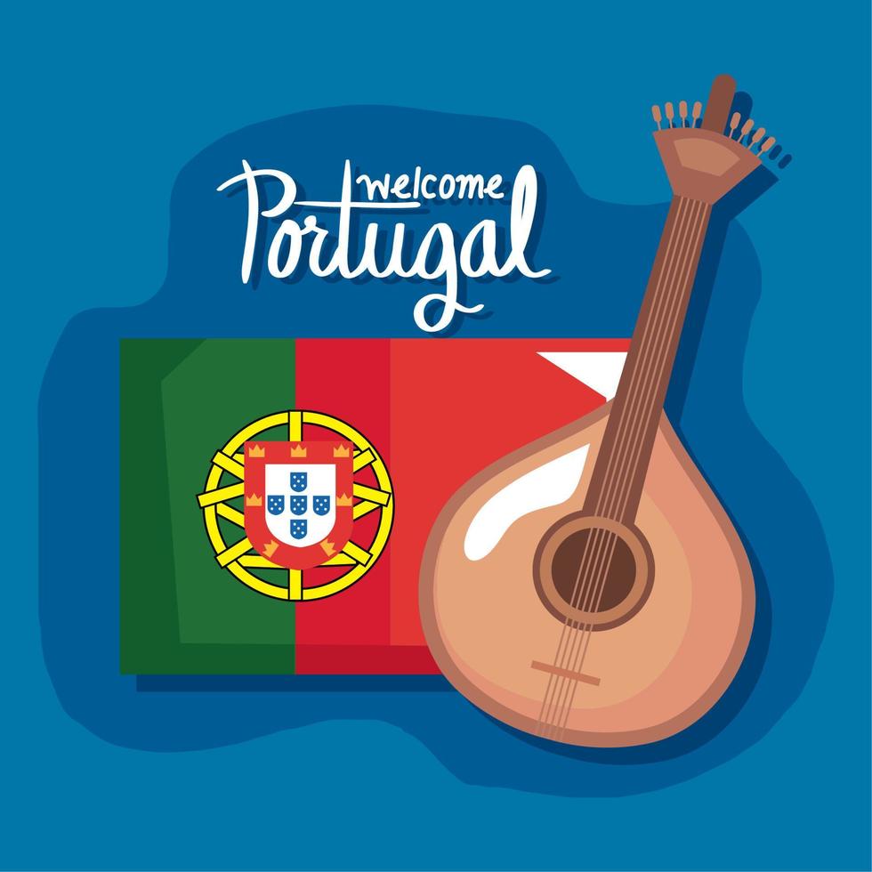 welcome portugal lettering card vector