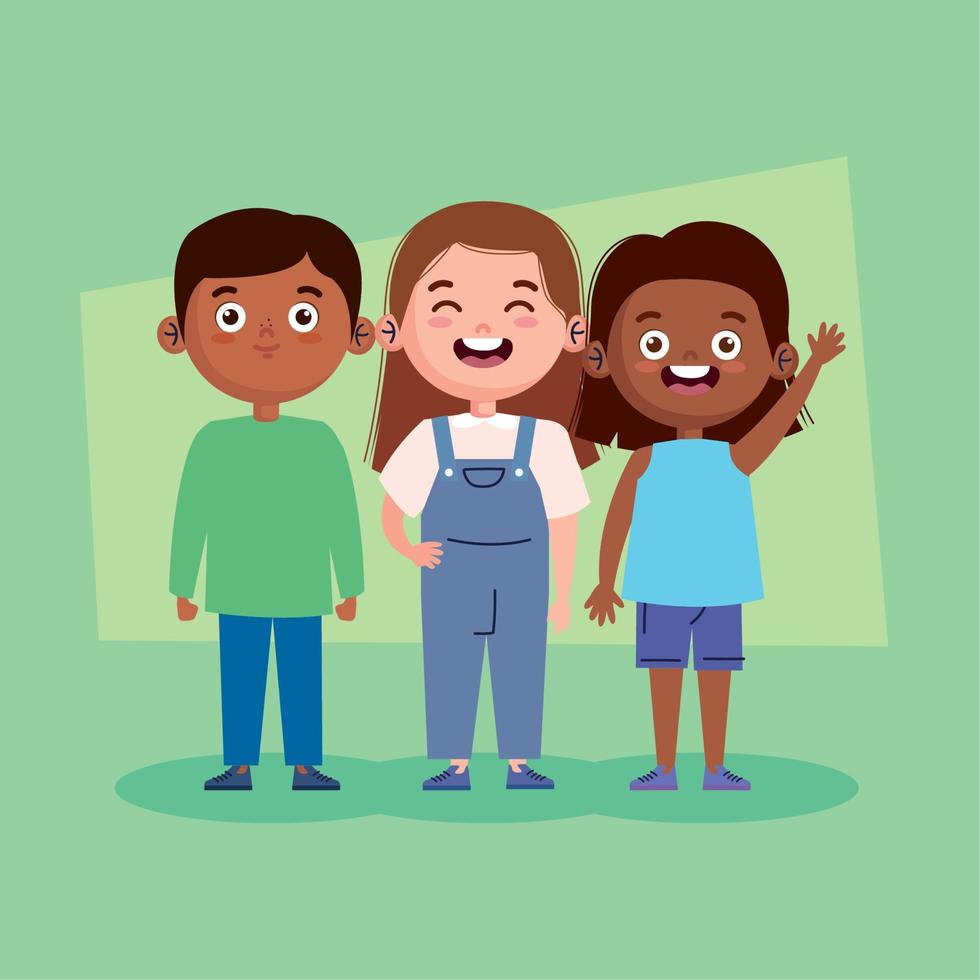 three little kids vector