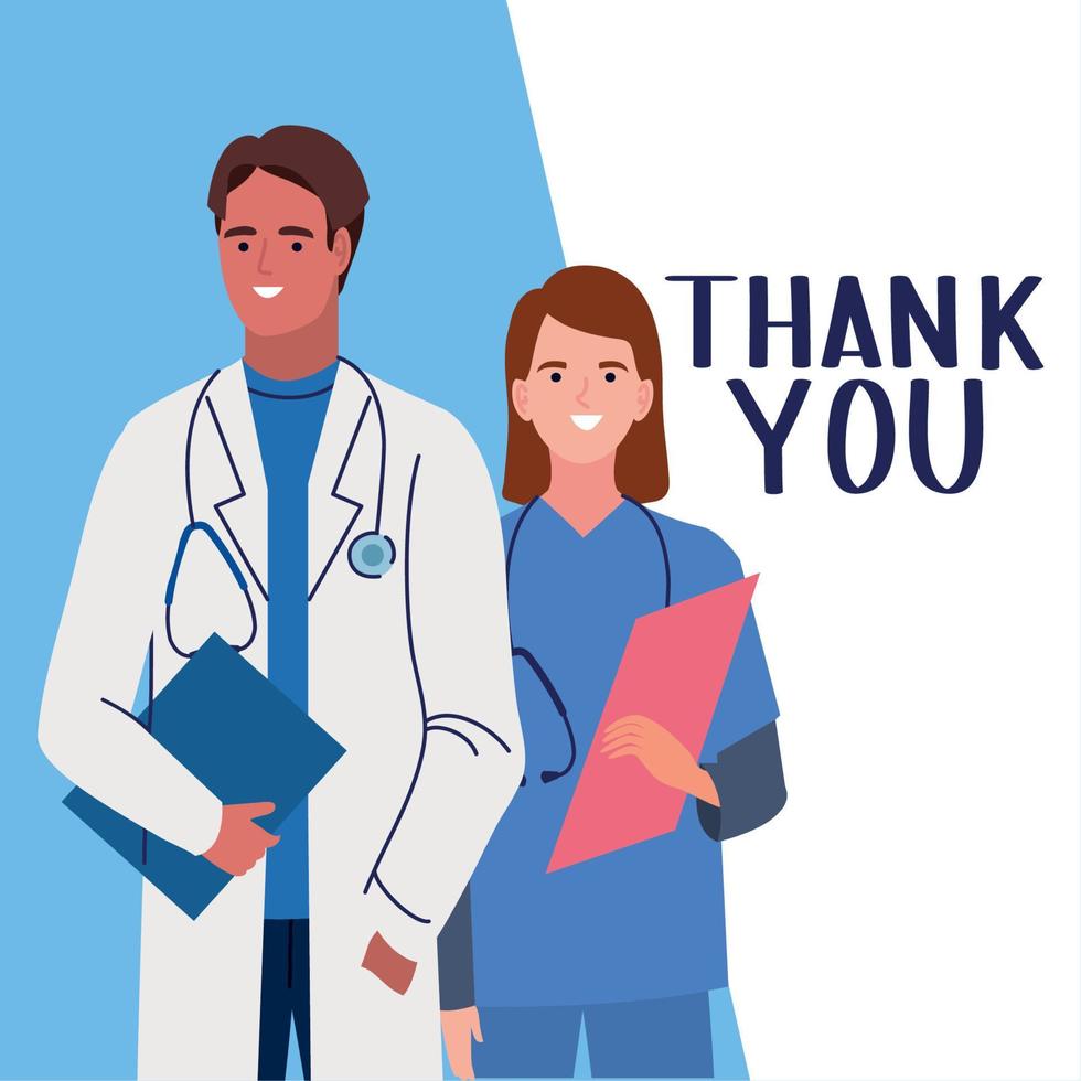 thank you doctors postcard vector