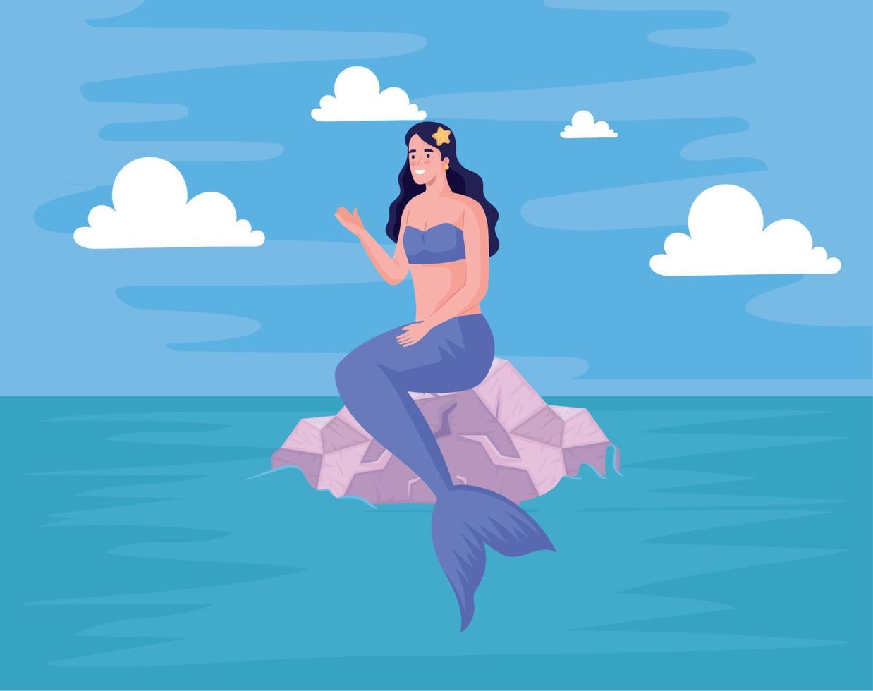 mermaid fairytale in seascape vector