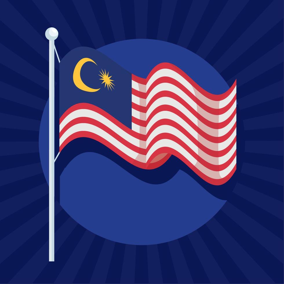 malaysia flag in pole vector