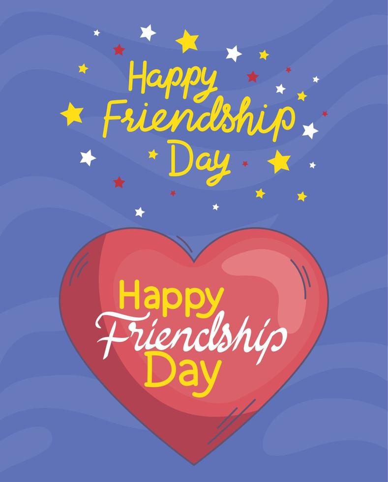 happy friends day lettering in heart vector