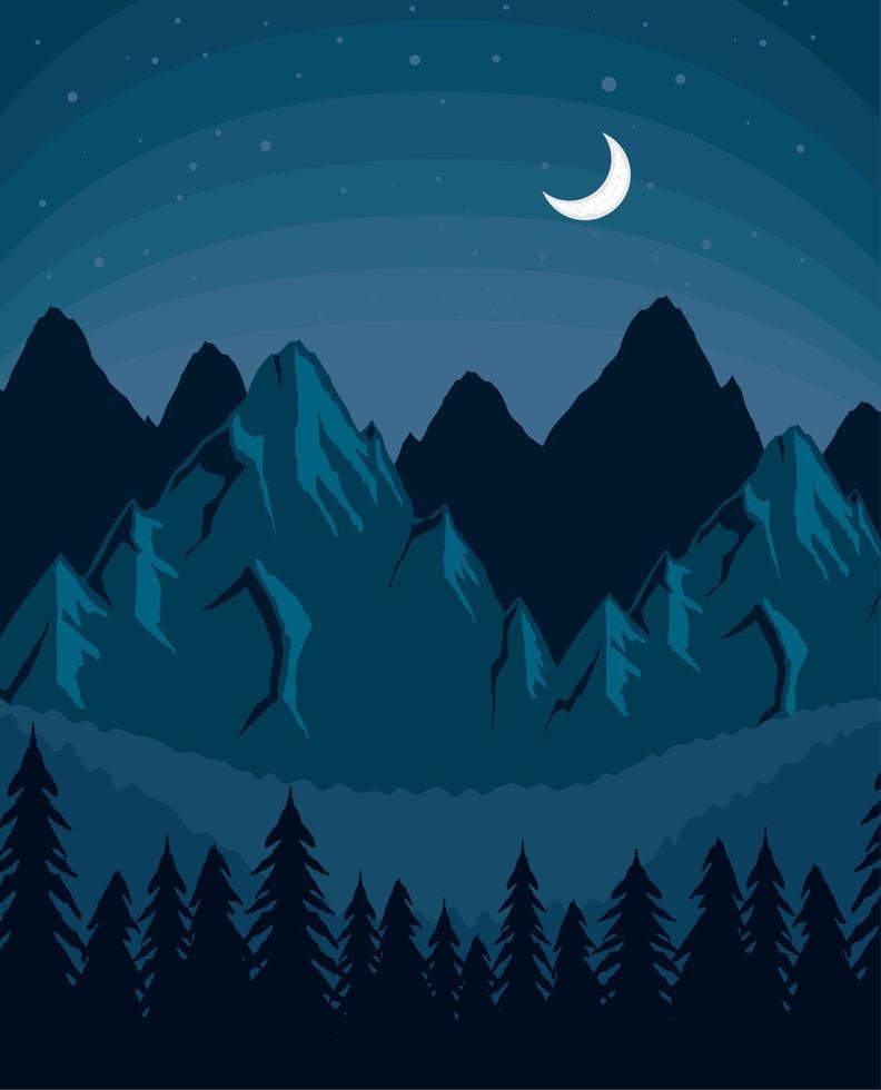 night landscape with moon vector