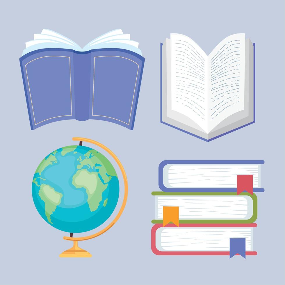 four literacy education icons vector