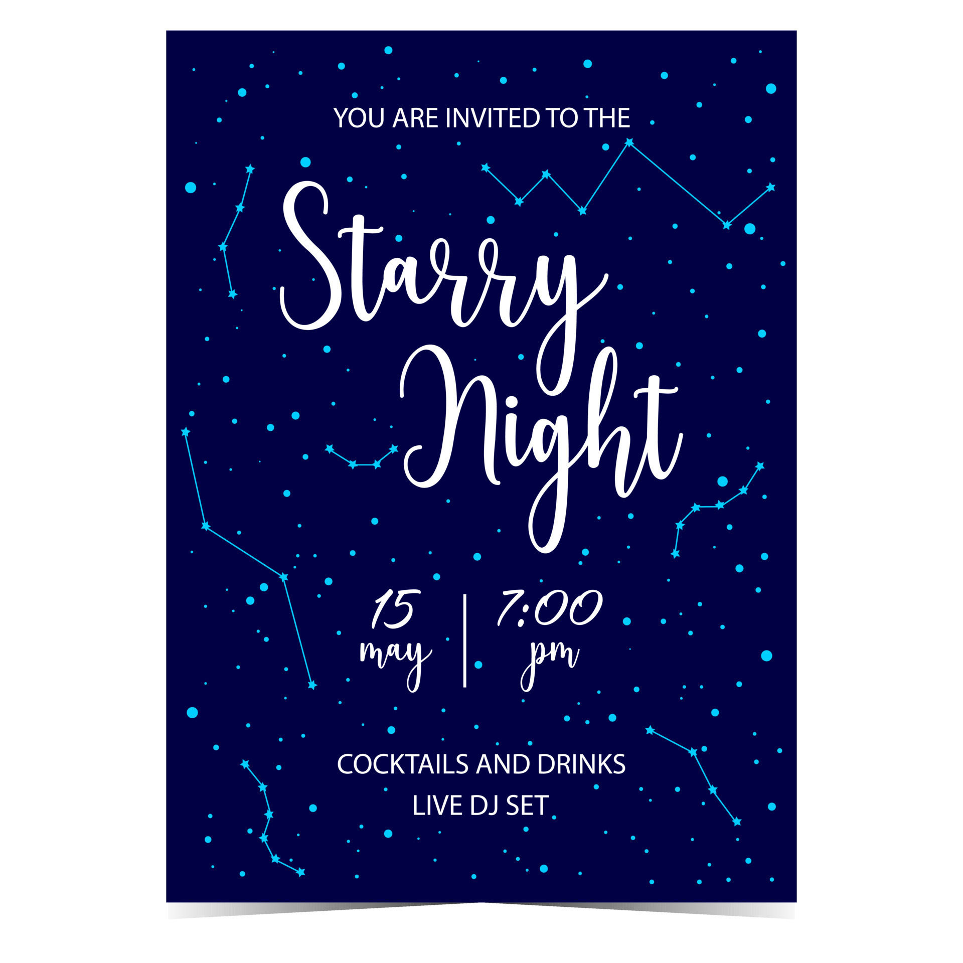Starry night invitation card, advertisement banner, announcement poster