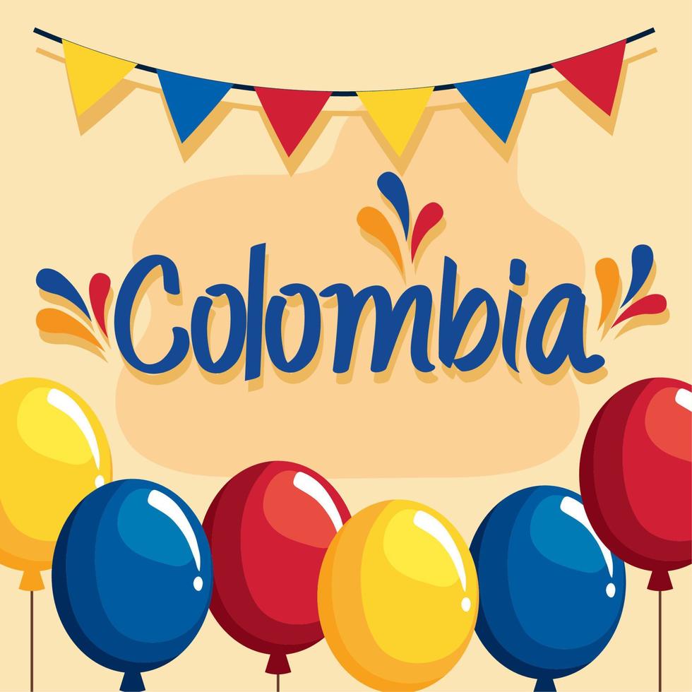 colombia lettering country celebration vector