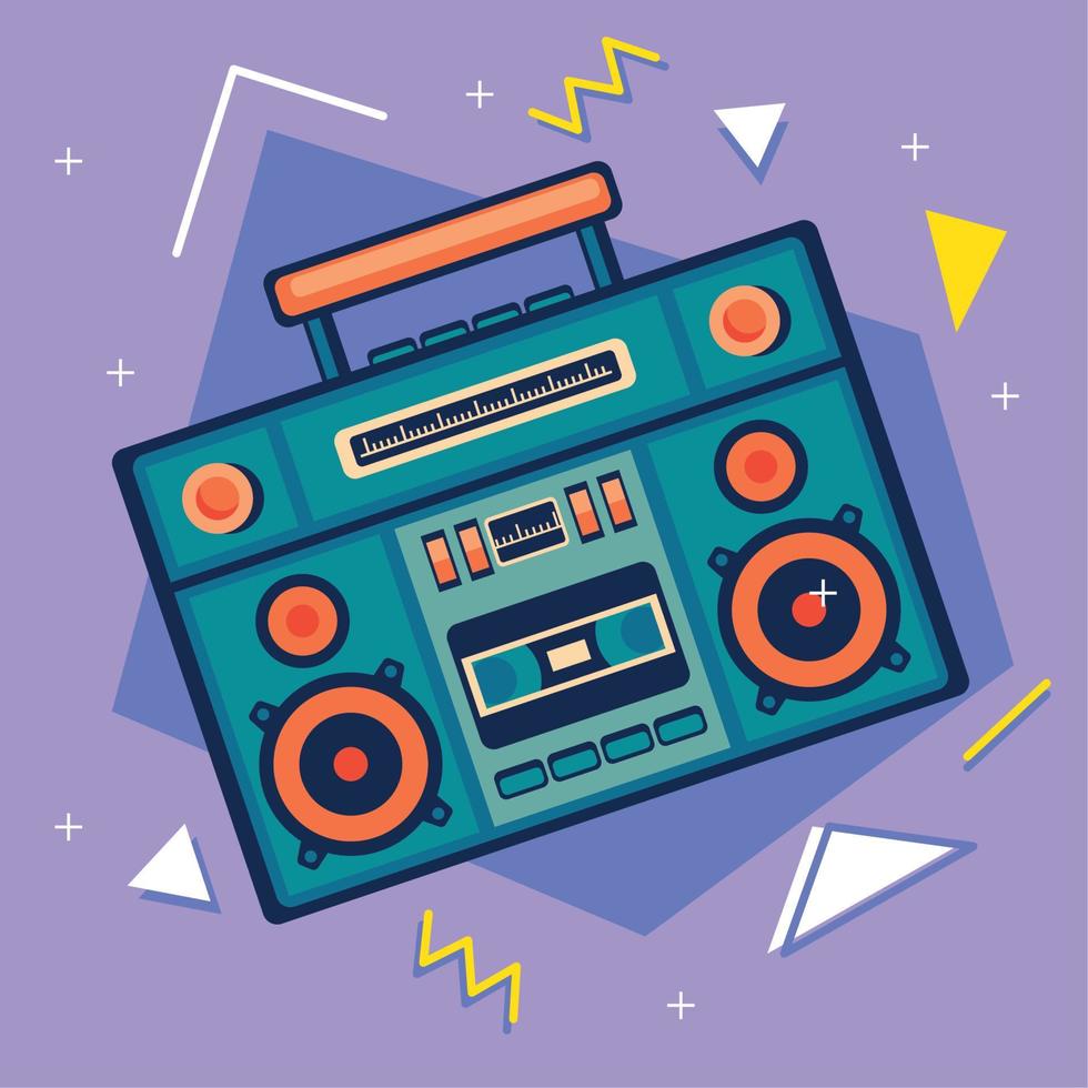 boombox retro style poster vector