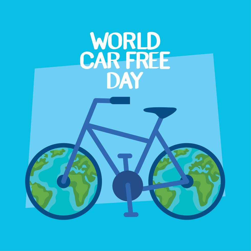 world car free day lettering card vector