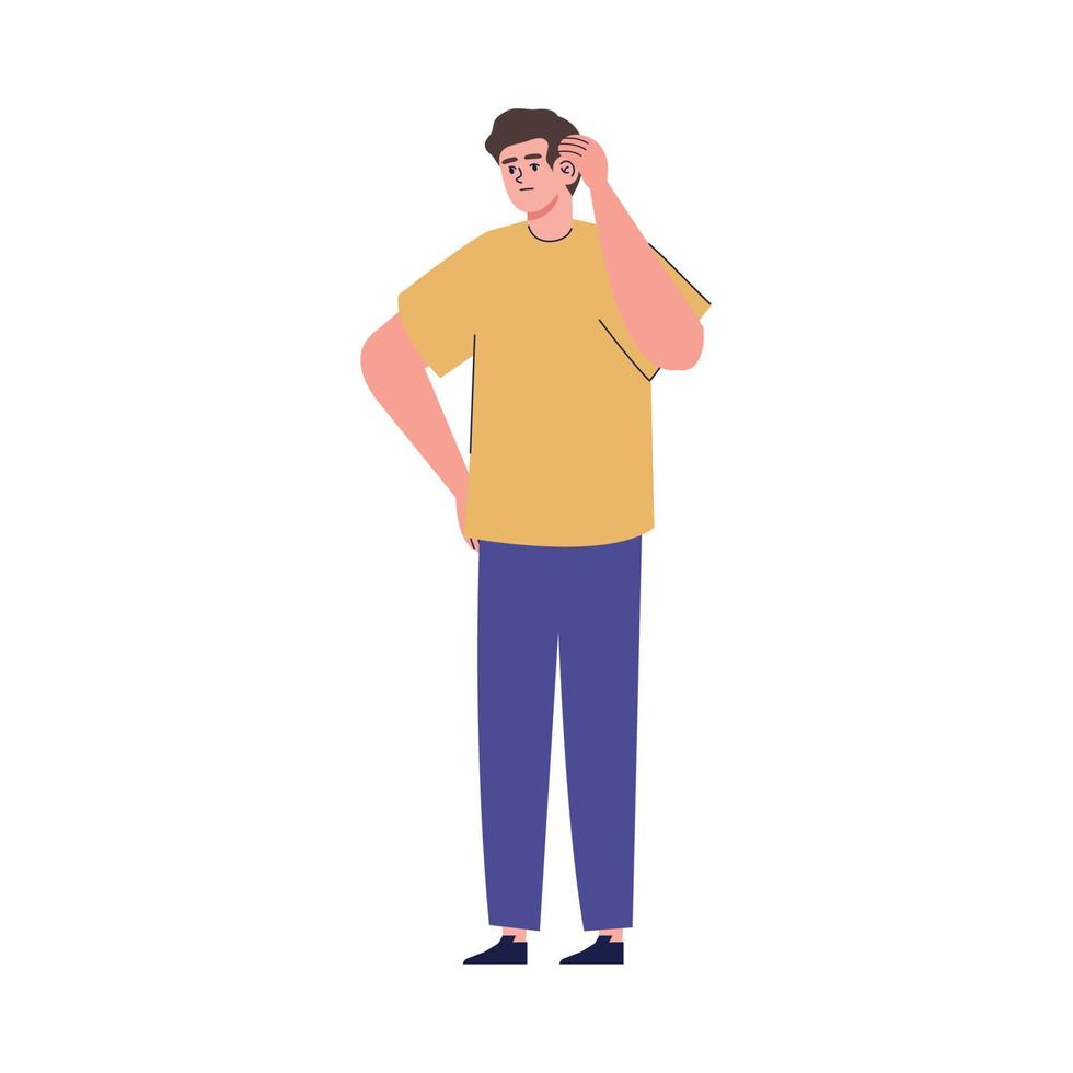 man wearing yellow shirt vector