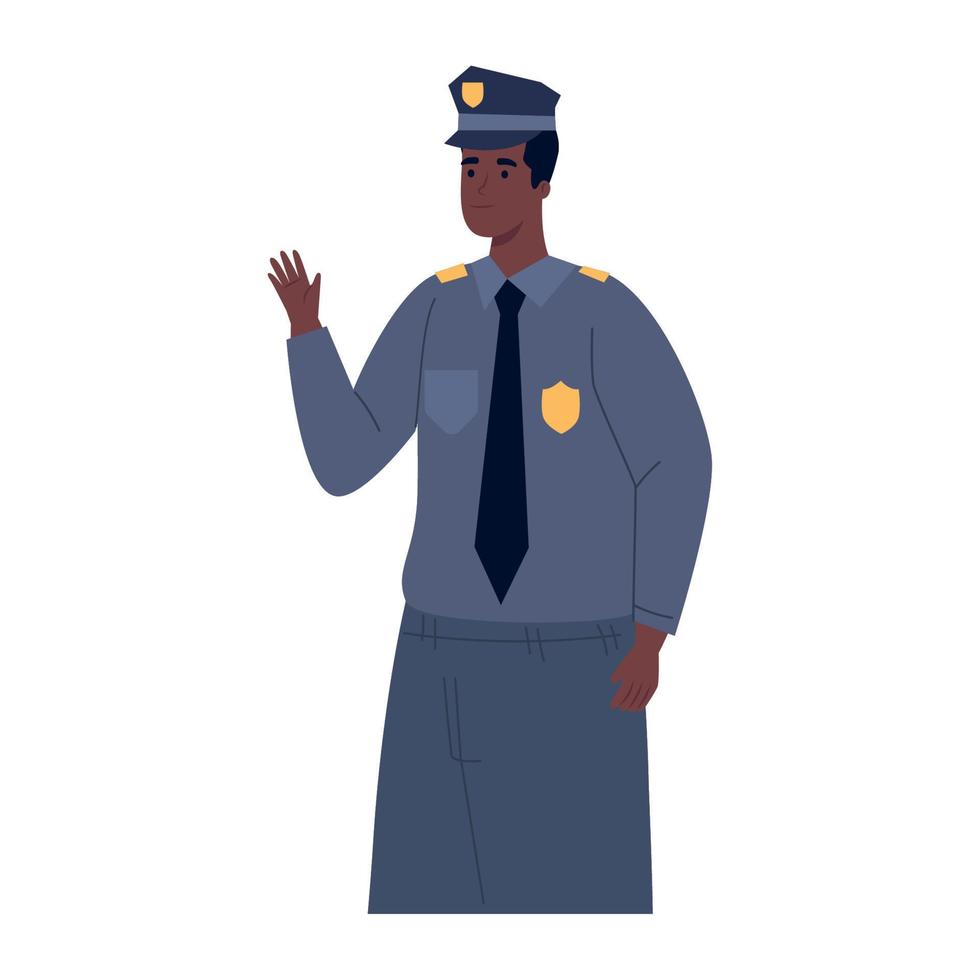 trabajador de la policía afro vector