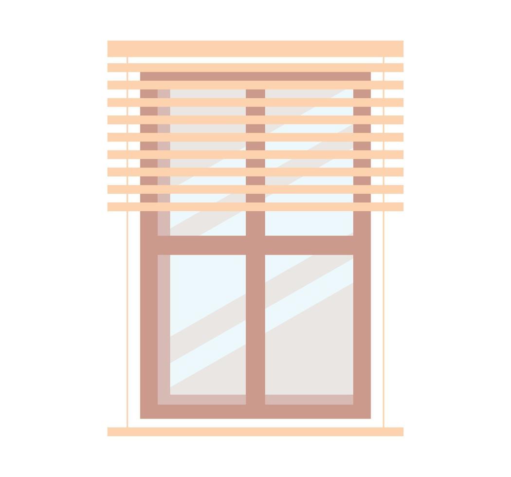 wooden window with blind vector