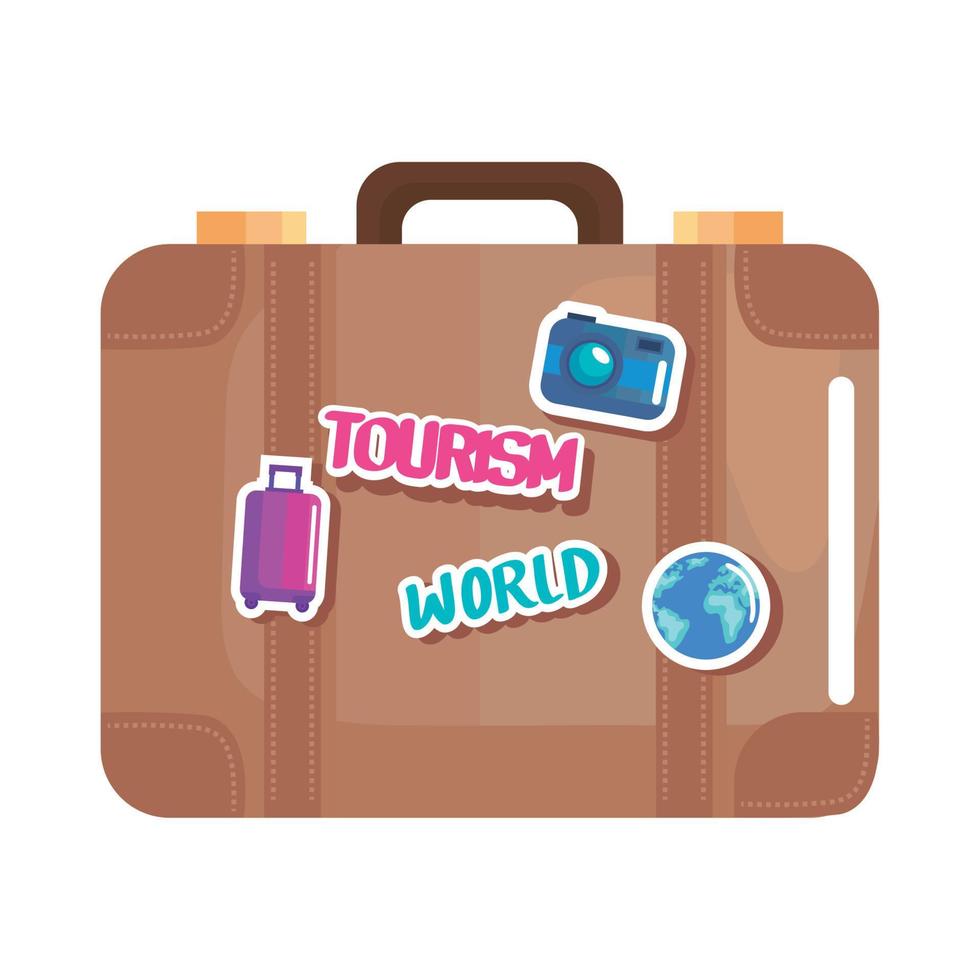 travel suitcase with sticker vector