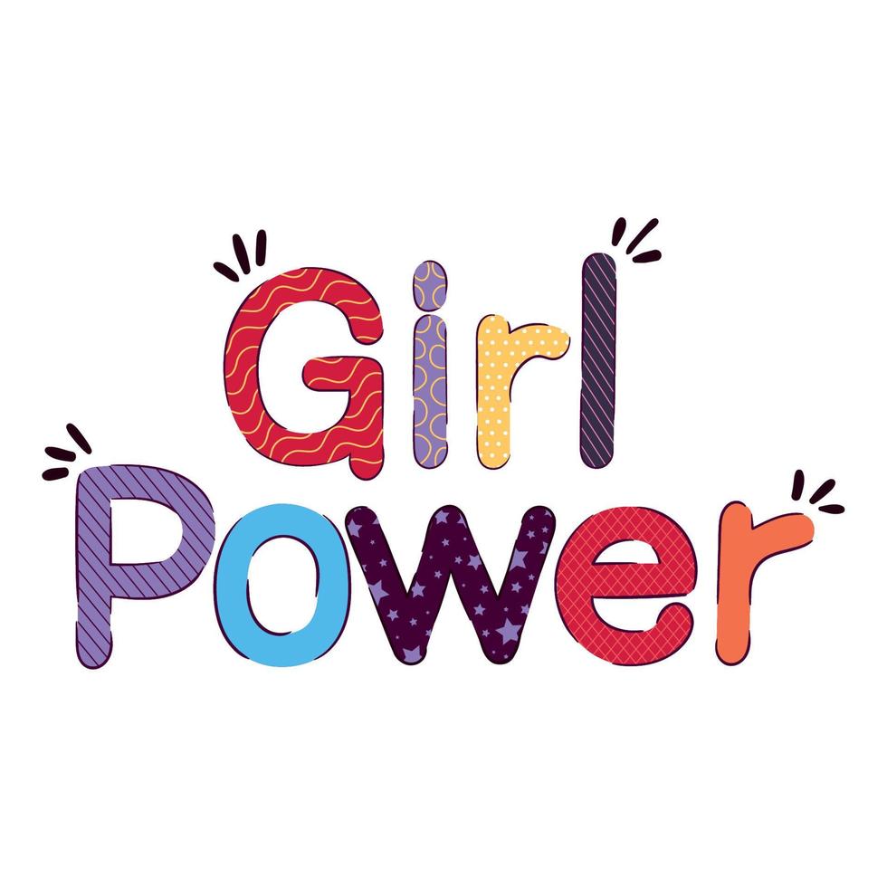 girl power letras coloridas vector