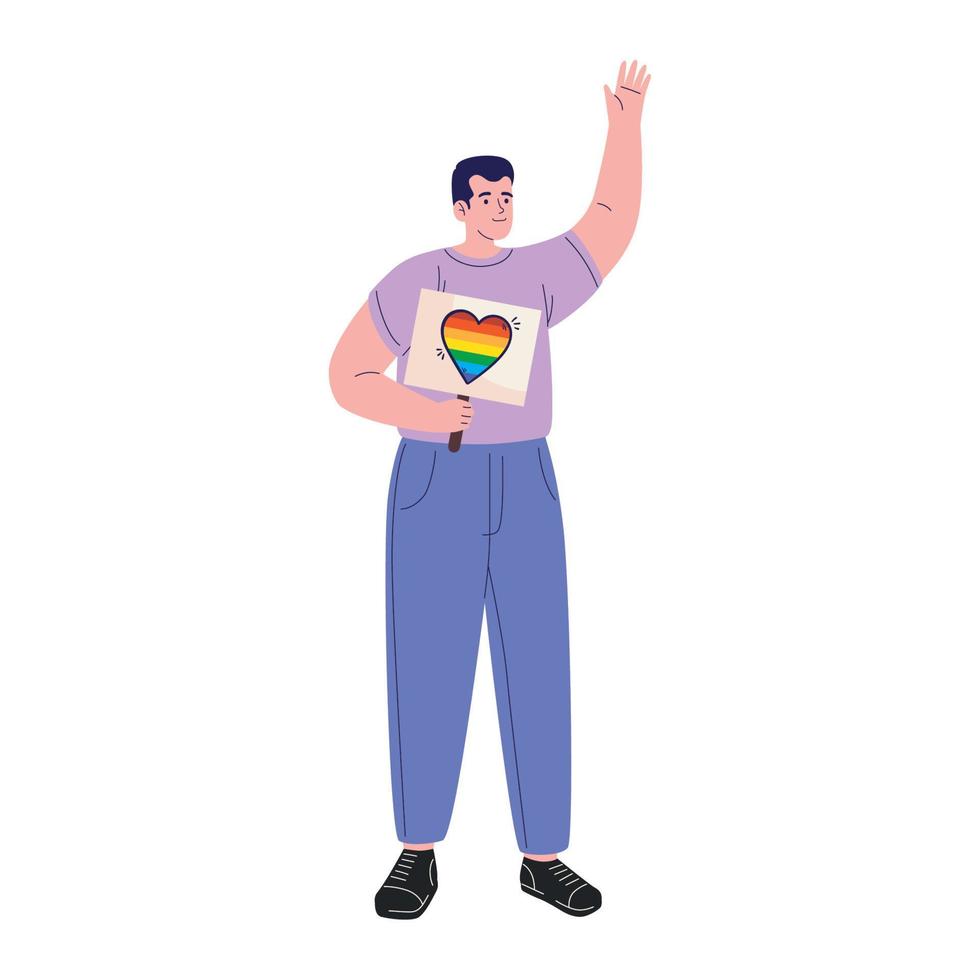 gay con corazon lgtbi vector