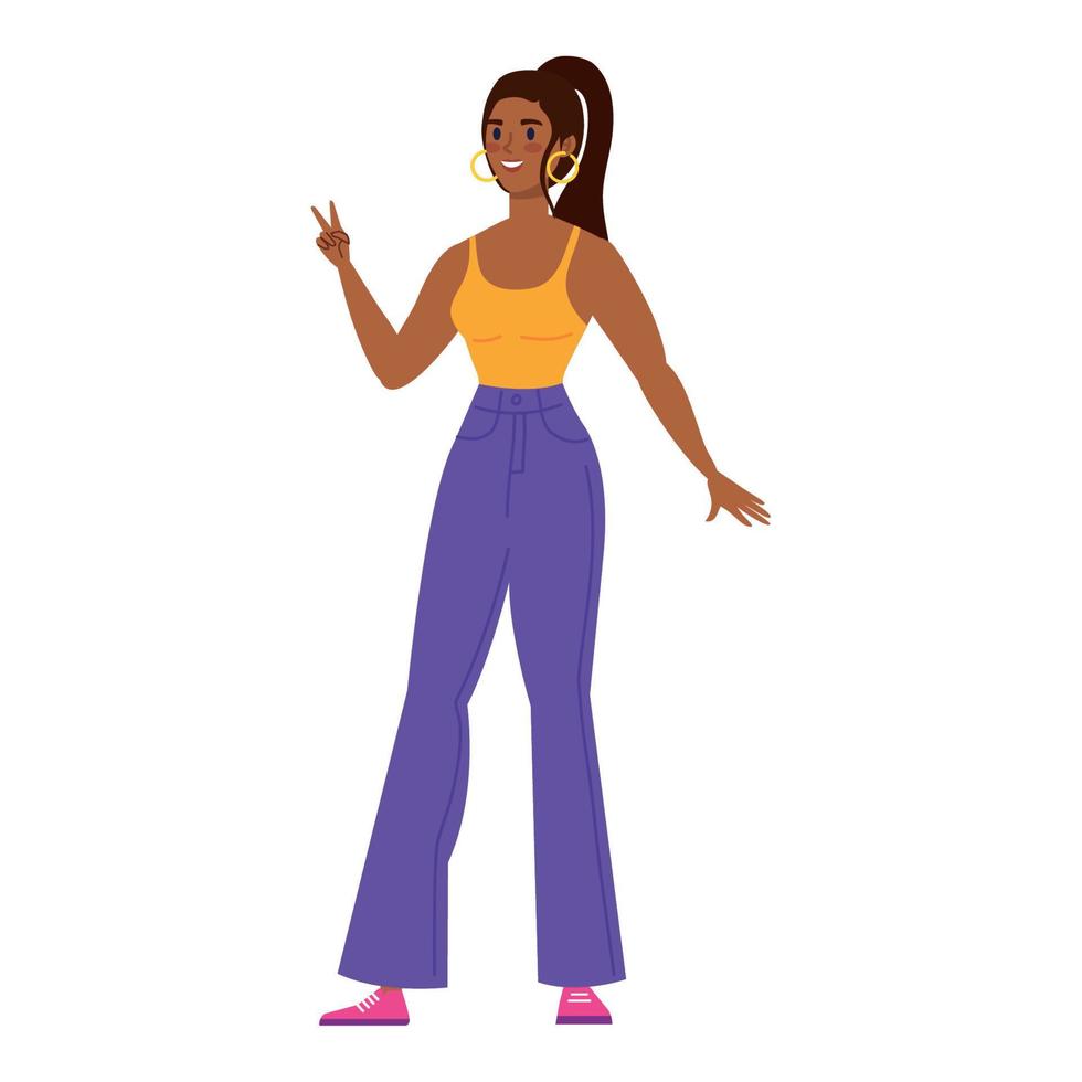 afro woman standing vector