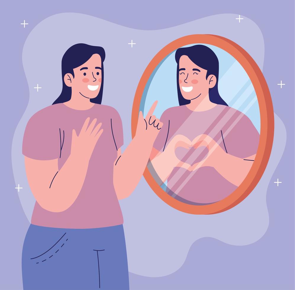 woman with mirror vector