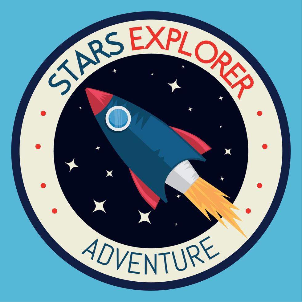 rocket adventure space retro sticker vector