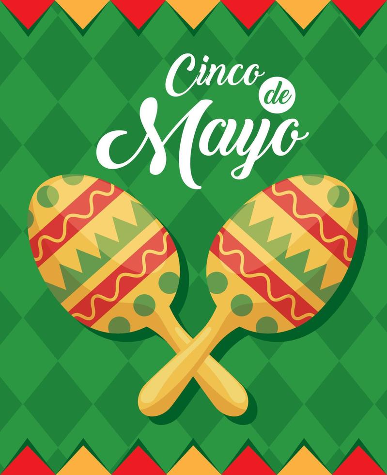 cinco de mayo lettering card vector