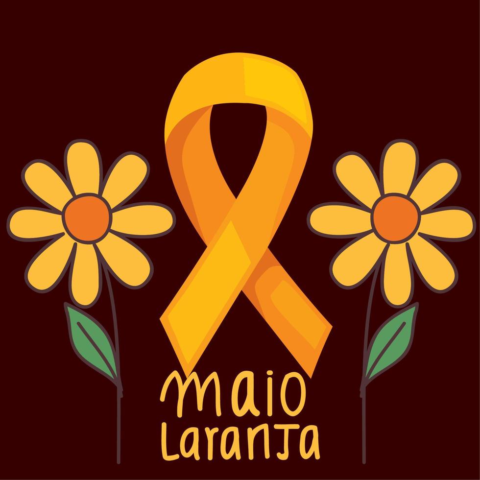 maio laranja lettering postcard vector