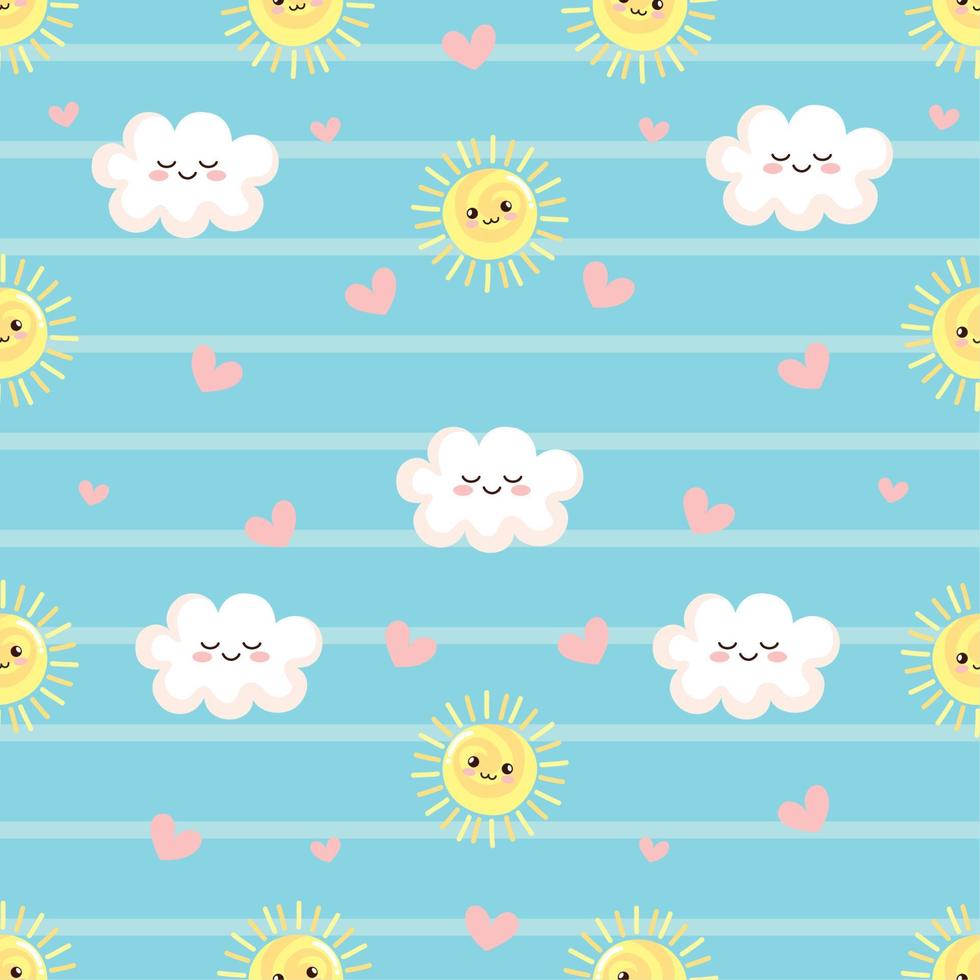 suns and clouds pastel pattern vector