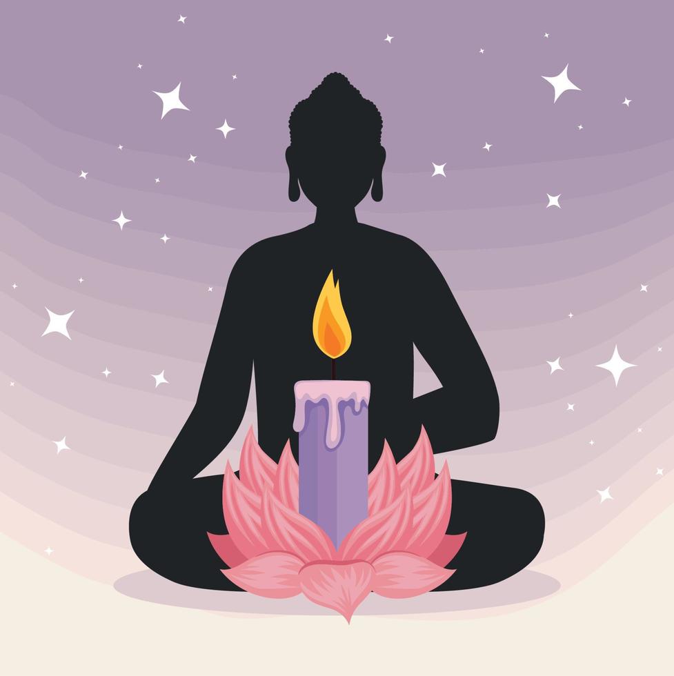 monk silhouette and candle vector