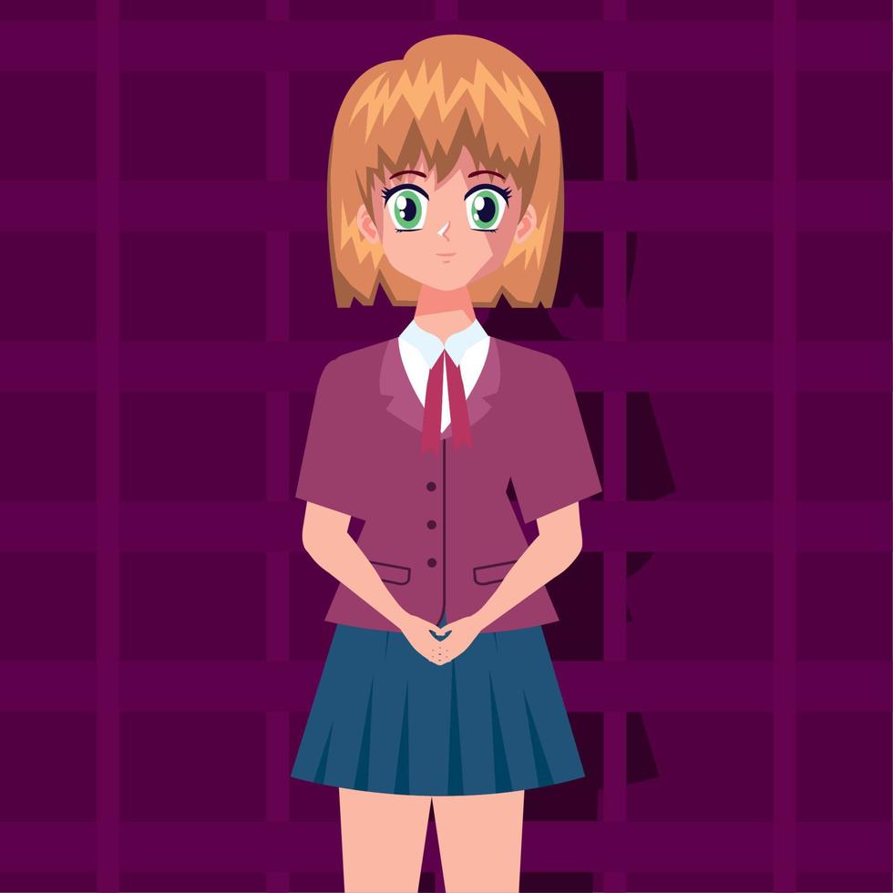 girl blond wearing uniform vector