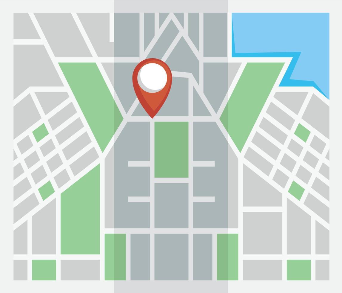 paper map with pin location vector
