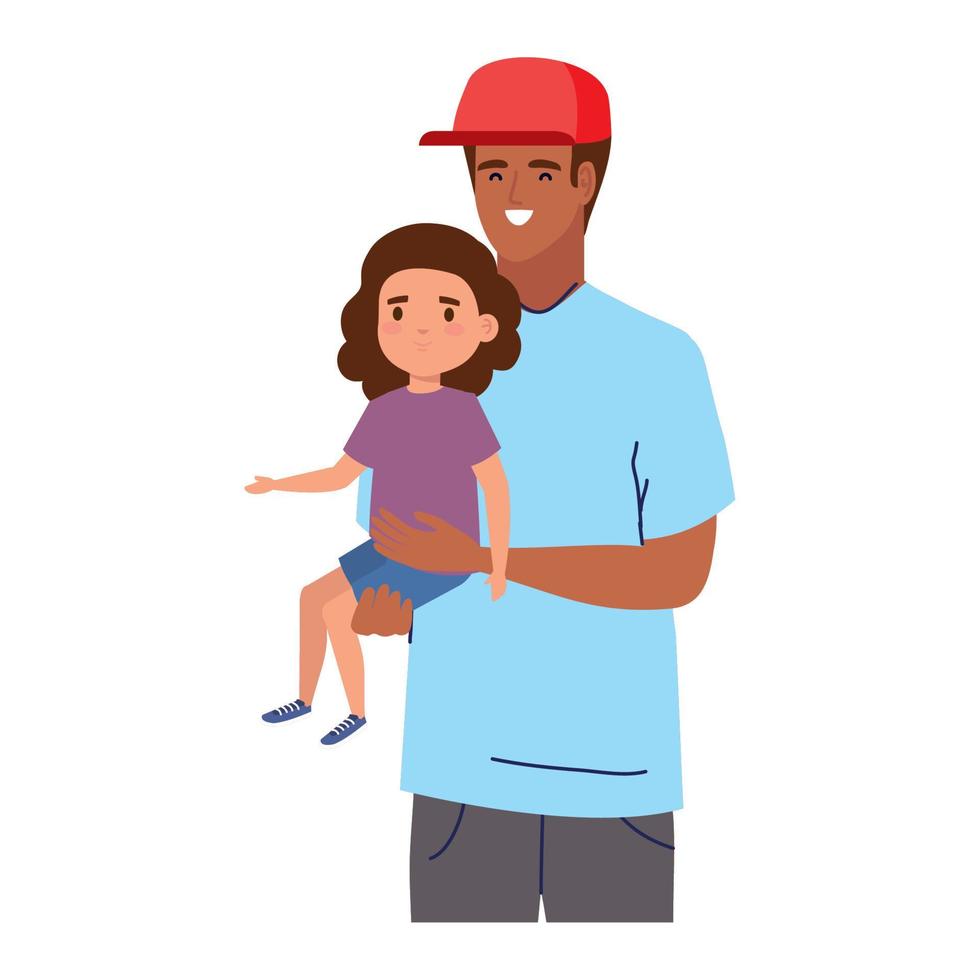 afro dad and daughter vector