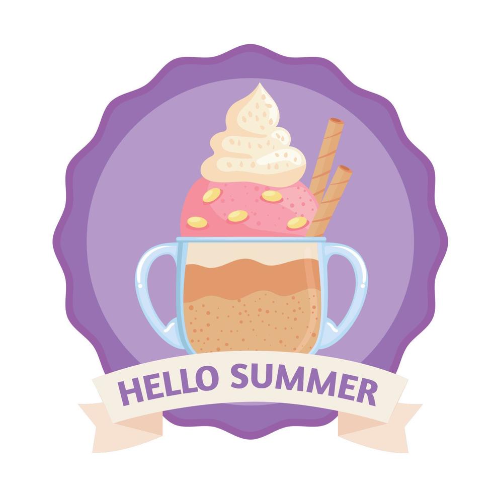 hello summer emblem vector