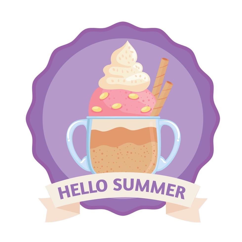 hola emblema de verano vector