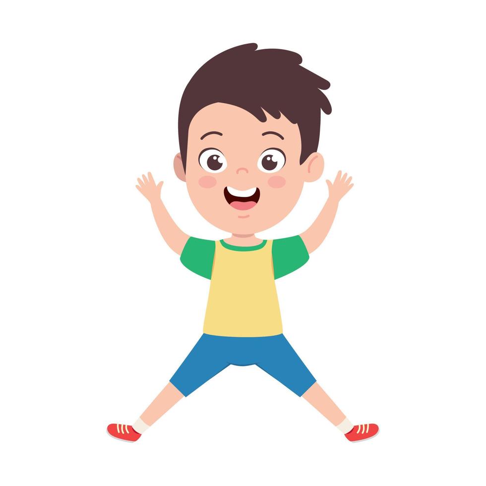 happy little boy jumping vector