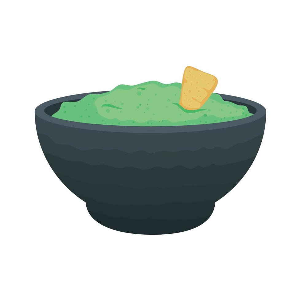 nacho in guacamole sauce vector